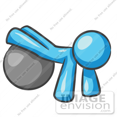 450x450 Clip Art Graphic Of A Sky Blue Guy Character With A Yoga Ball