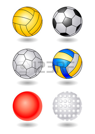 320x450 Hockey Puck, Volleyball And Soccer Balls In Cartoon Style