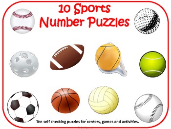350x263 Sports Puzzles 0 10 Matching Balls, Numbers And Number Words Tpt
