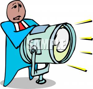 300x285 Free Clipart Image A Businessman Shining A Spotlight