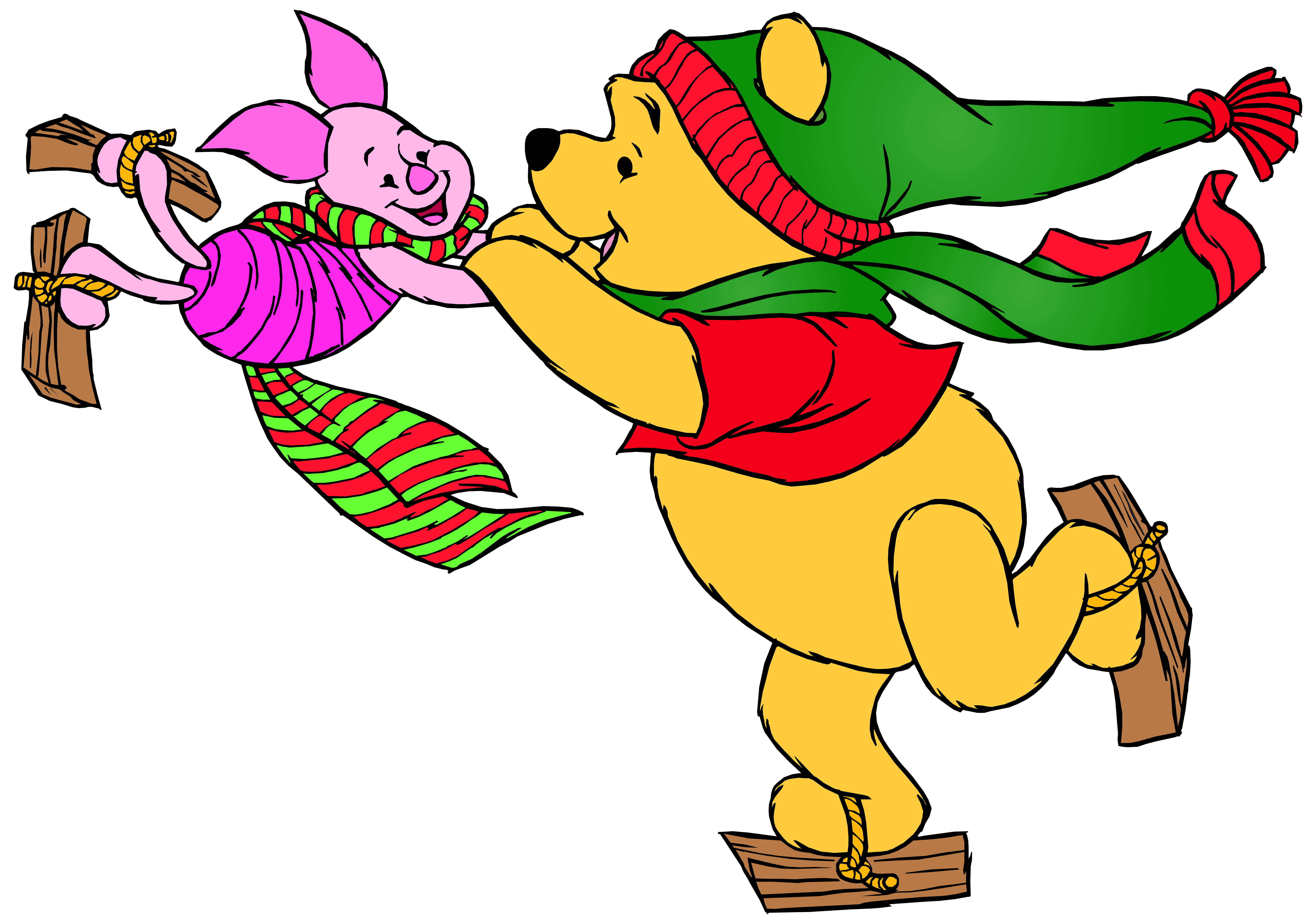 8000x5619 Winnie The Pooh And Piglet Skating Png Clip Art