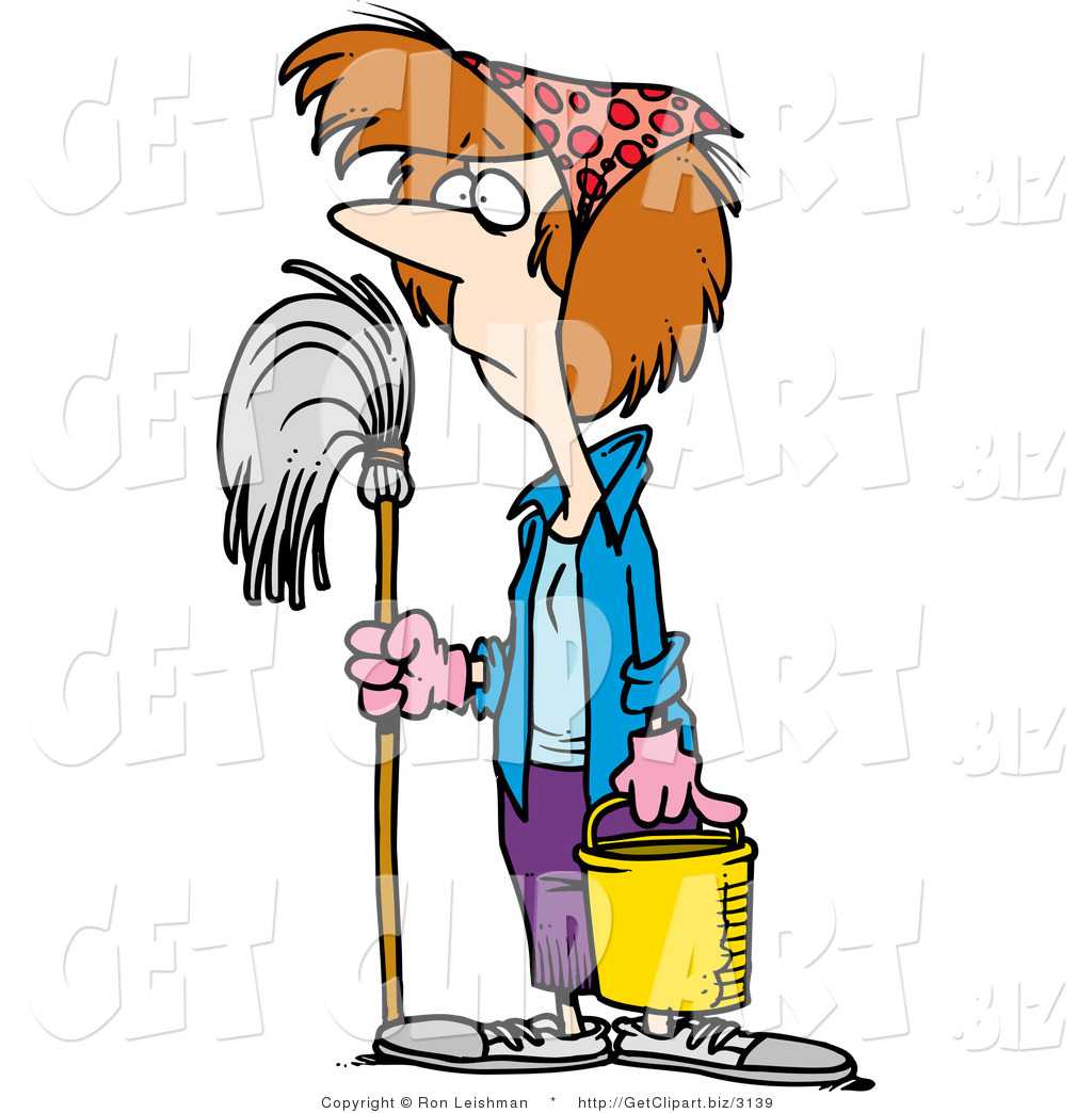 1024x1044 Clip Art Of A Spring Cleaning Housewife With A Mop And Bucket By