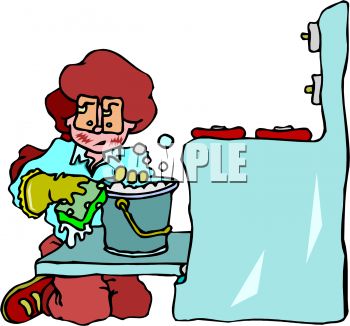 350x326 Royalty Free Clipart Image Woman Cleaning An Oven