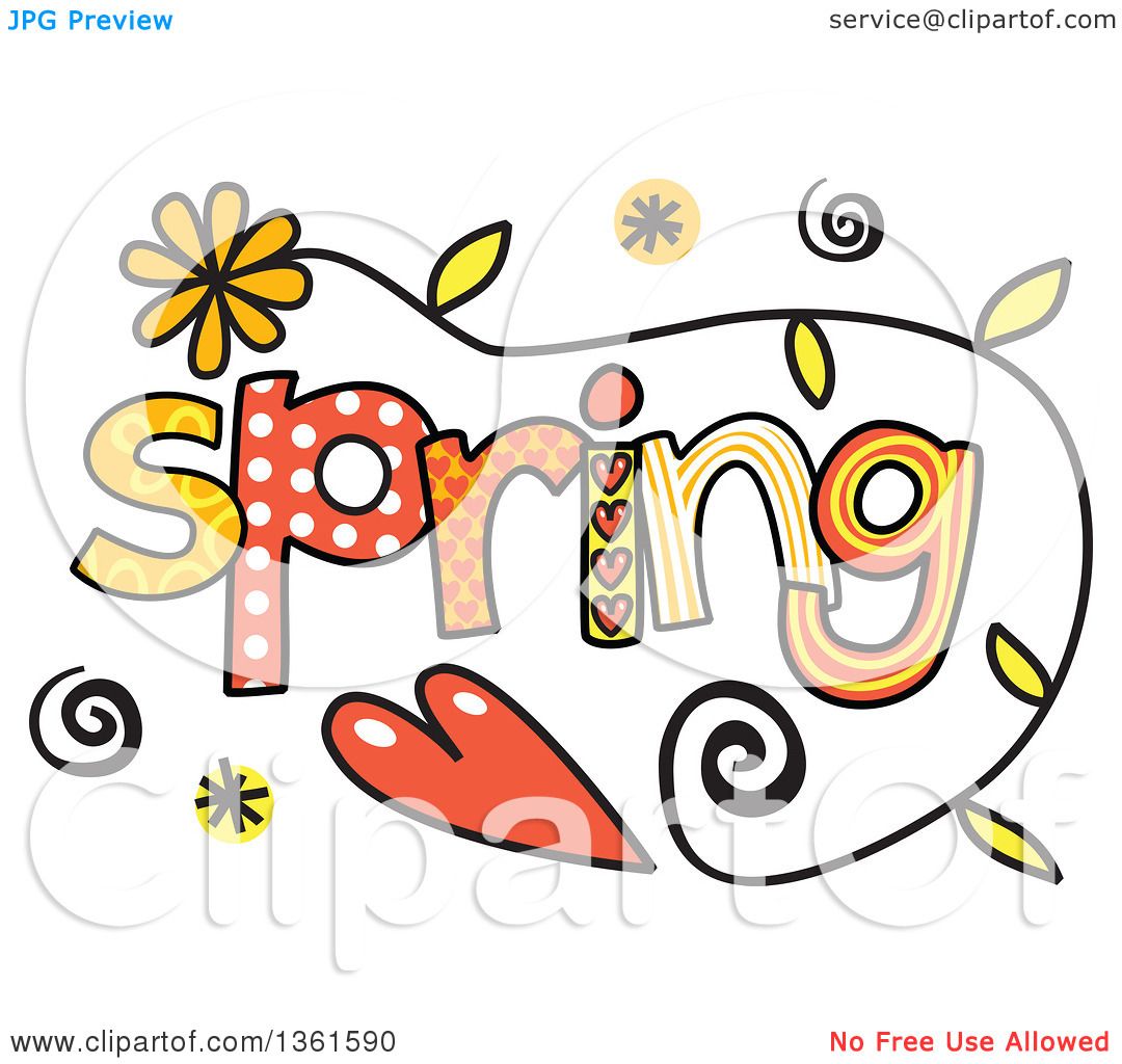 1080x1024 Clipart Of Colorful Sketched Spring Season Word Art
