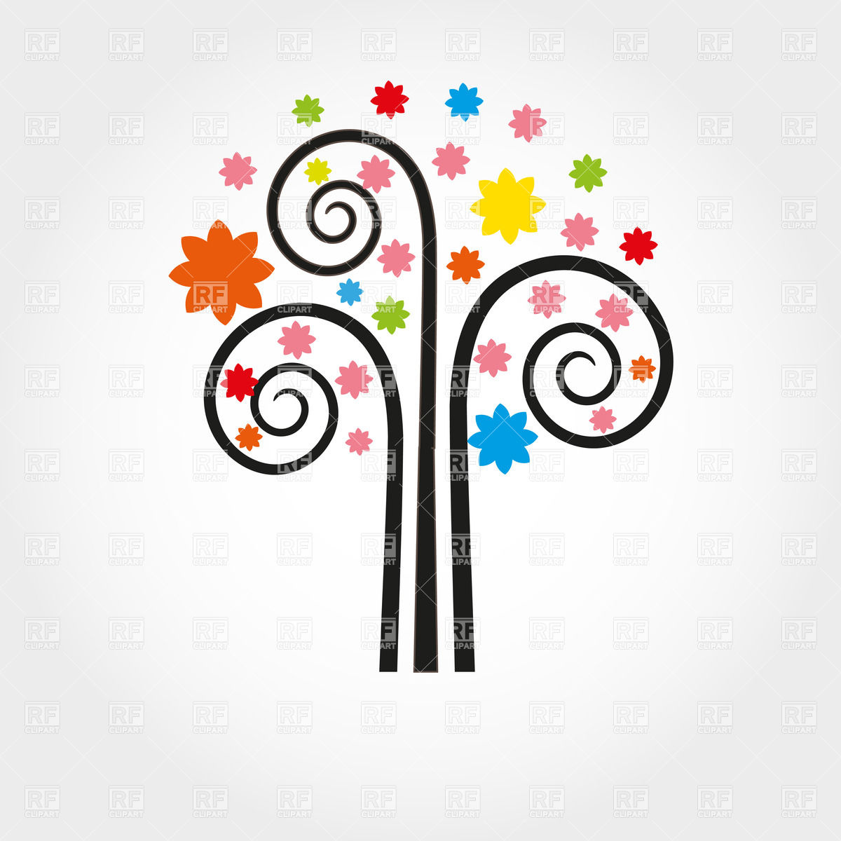1200x1200 Curly Spring Stylish Tree Royalty Free Vector Clip Art Image