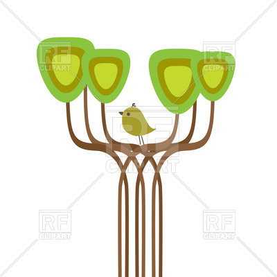 400x400 Stylish Green Spring Tree With Abstract Top Royalty Free Vector