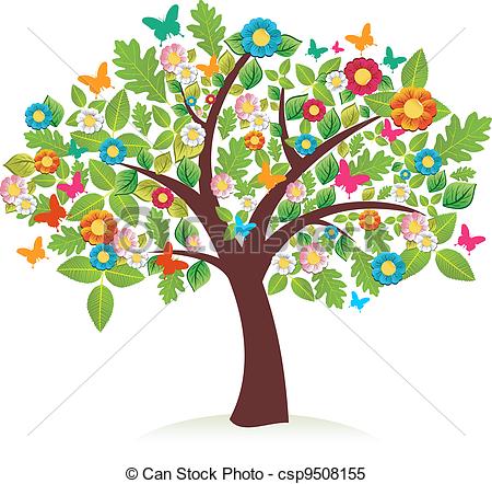 450x442 Vector Abstract Spring Time Tree Stock Illustration Royalty Free