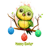 160x160 Easter Chicken With Holiday Eggs Isolated On White. Traditional