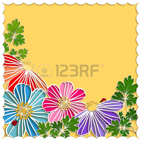 450x450 Springtime Love Card With Flower Background Royalty Free Cliparts