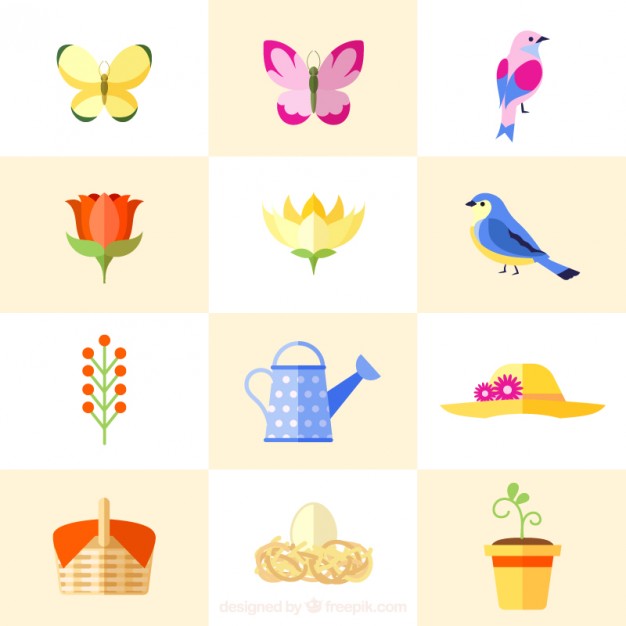 626x626 Beautiful Flowers And Animals In Springtime Vector Free Download
