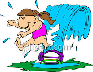 300x235 Little Girl Jumping Through A Sprinkler