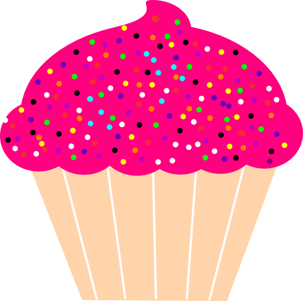 600x596 Cupcake With Pink Frosting And Sprinkles Clip Art
