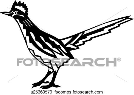 450x321 Clip Art Of , Bird, Roadrunner, Southwest, U25360579