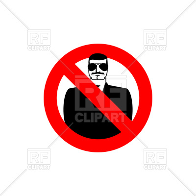 400x400 Stop Spy Sign, Red Forbidden Sign With Serious Man In Sunglasses