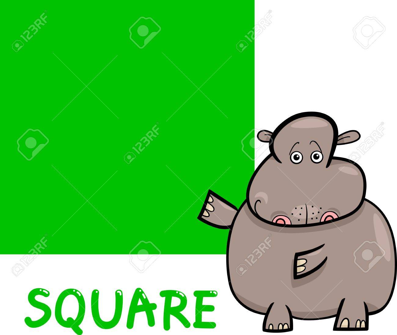 1300x1098 Cartoon Illustration Of Square Basic Geometric Shape With Funny
