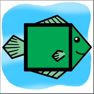304x304 Clip Art Basic Shapes Fish Squarefish Color I
