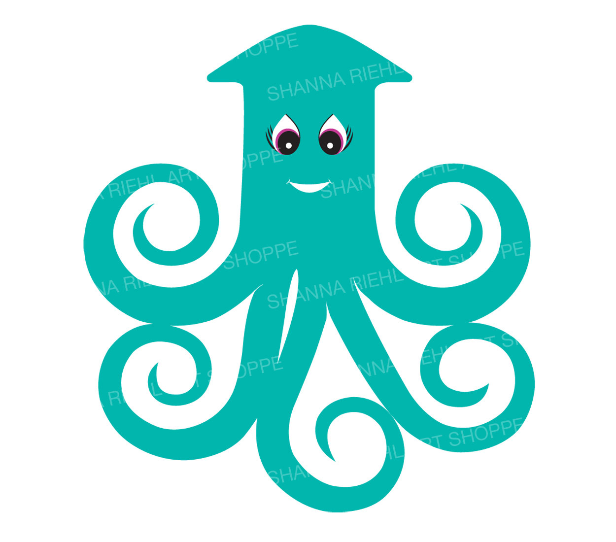 1250x1100 Giant Squid Art Ocean Clipart Instant Download Commercial