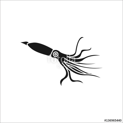 500x500 Cuttlefish Or Squid Simple Silhouette Icon On Background Stock