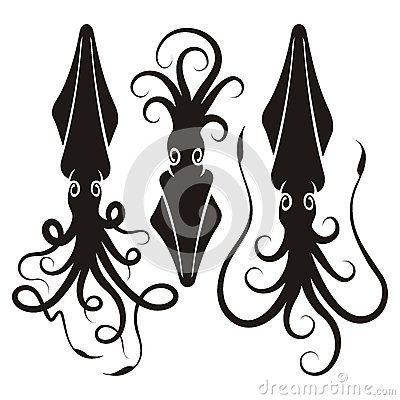 400x400 Squid Silhouettes Under The Sea Silhouettes