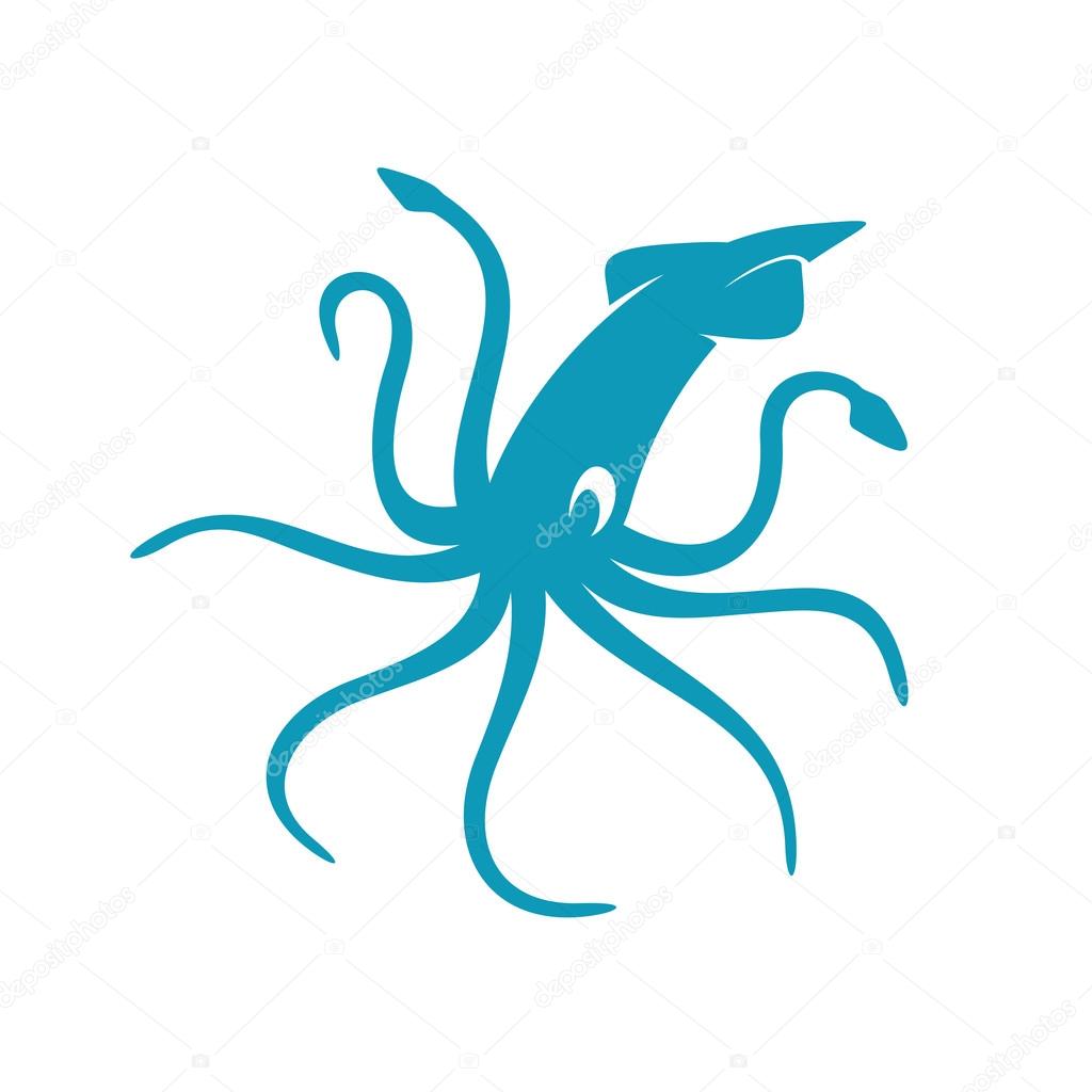 1024x1024 Blue Squid Silhouette Stock Vector Kilroy