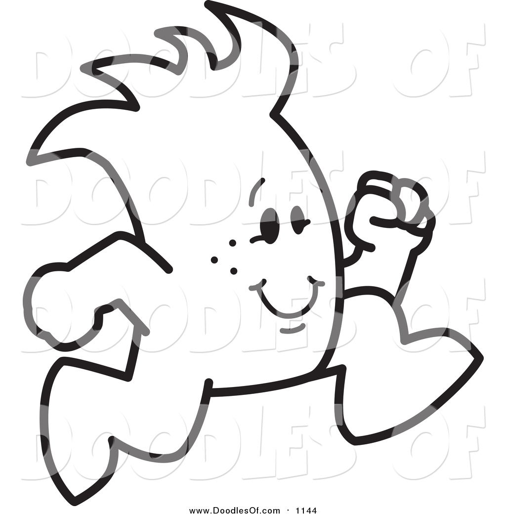 1024x1044 Vector Clipart Of A Doodled Squiggle Guy Running By Toons4biz