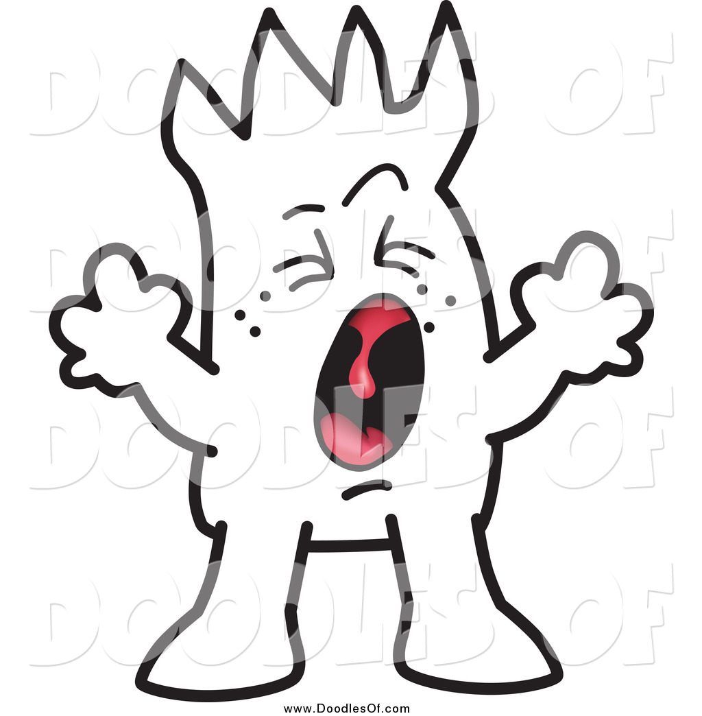 1024x1044 Vector Clipart Of A Doodled Screaming Squiggle Guy By Toons4biz
