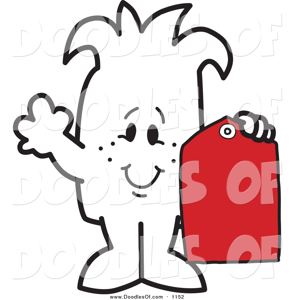 1024x1044 Vector Clipart Of A Doodled Squiggle Guy Holding A Price Tag By