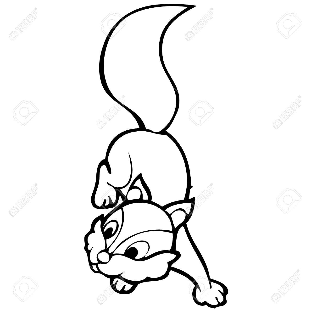 1300x1300 Black And White Cartoon Vector Illustration Of A Squirrel.