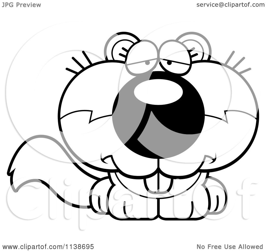 1080x1024 Cartoon Clipart Of A Black And White Cute Depressed Baby Squirrel