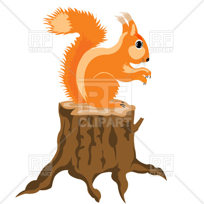400x400 Squirrel On Stump Royalty Free Vector Clip Art Image