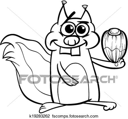 450x420 Clipart Of Squirrel With Nut Coloring Page K19283262