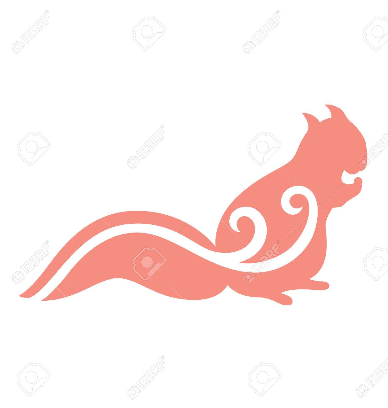 1235x1300 Squirrel Silhouette With Decorative Swirl On The Body. Royalty
