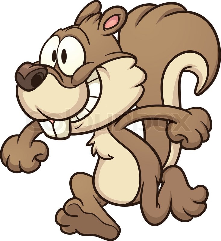 733x800 Cartoon Squirrel Running. Vector Clip Art Illustration With Simple