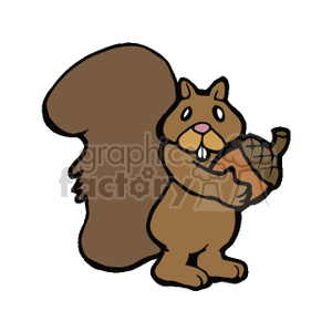 300x300 Royalty Free Cartoon Squirrel Holding An Acorn 163777 Vector Clip