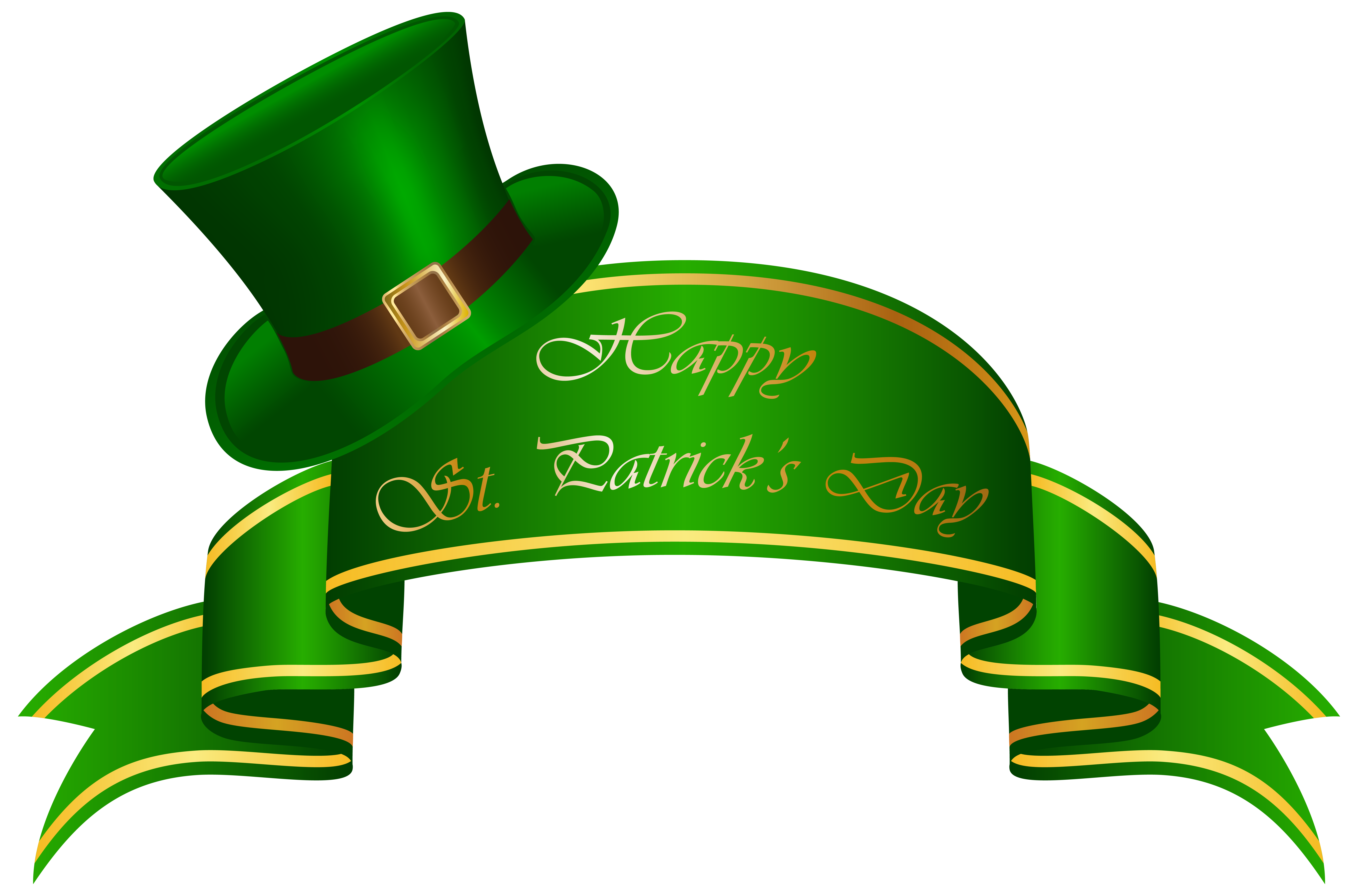 7979x5265 St Patricks Day Banner And Hat Transparent Clip Art Image
