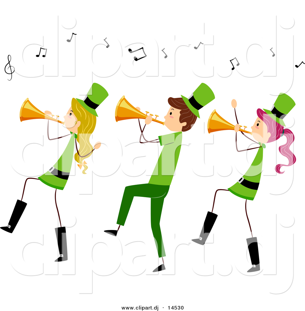 1024x1044 Vector Clipart Of A Cartoon St. Patrick's Day Stick People Playing