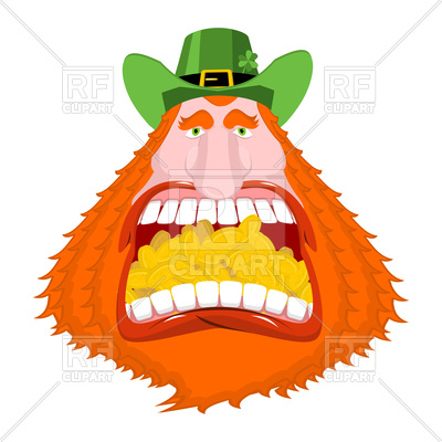 400x400 Leprechaun Gold In Mouth. Crazy Dwarf For St. Patrick's Day
