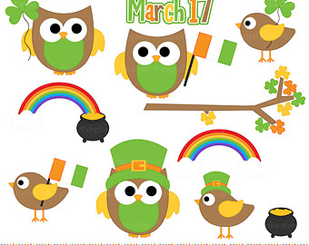 340x270 St Patrick's Day Owl Clip Art