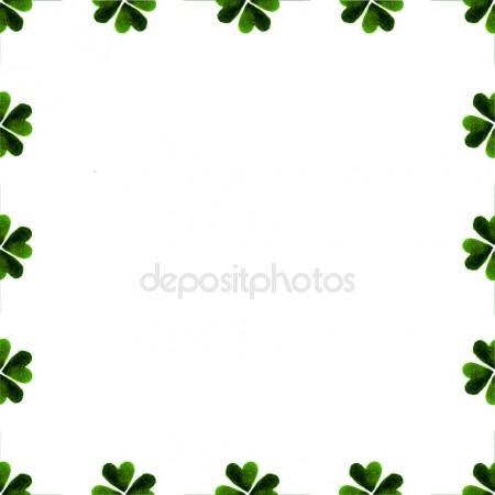 450x450 Green Clover Border, Frame Isolated On White Background. Ireland