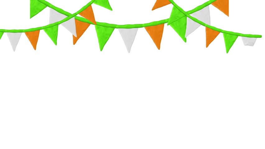 852x480 Garlands With Flags. St. Patrick's Day. Alpha Matte. 4k Stock