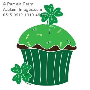 300x300 Clip Art Illustration Of A St Patrick's Day Cupcake