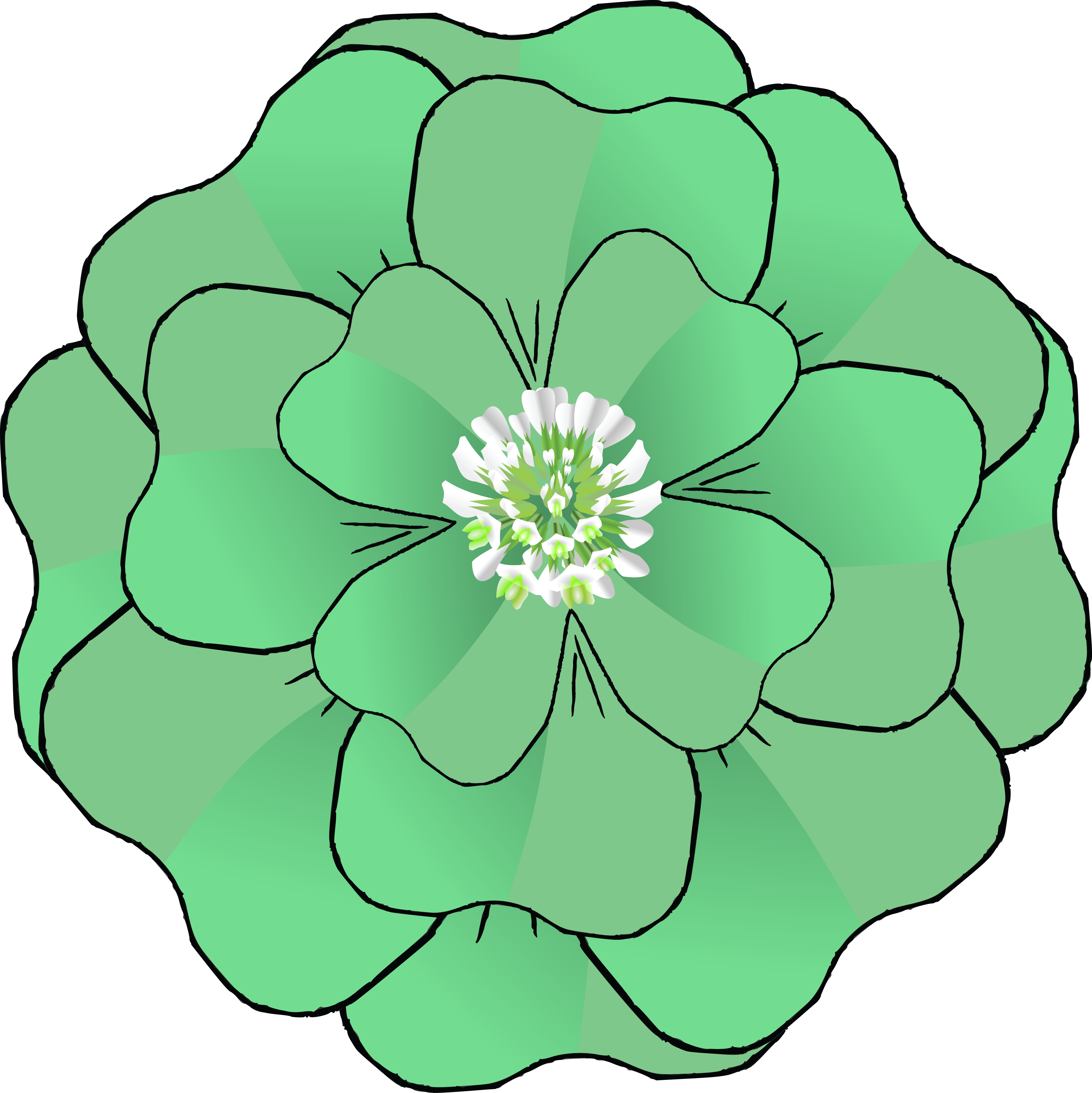 4000x4003 Free Clipart Of A St Patricks Day Green Four Leaf Clover Flower