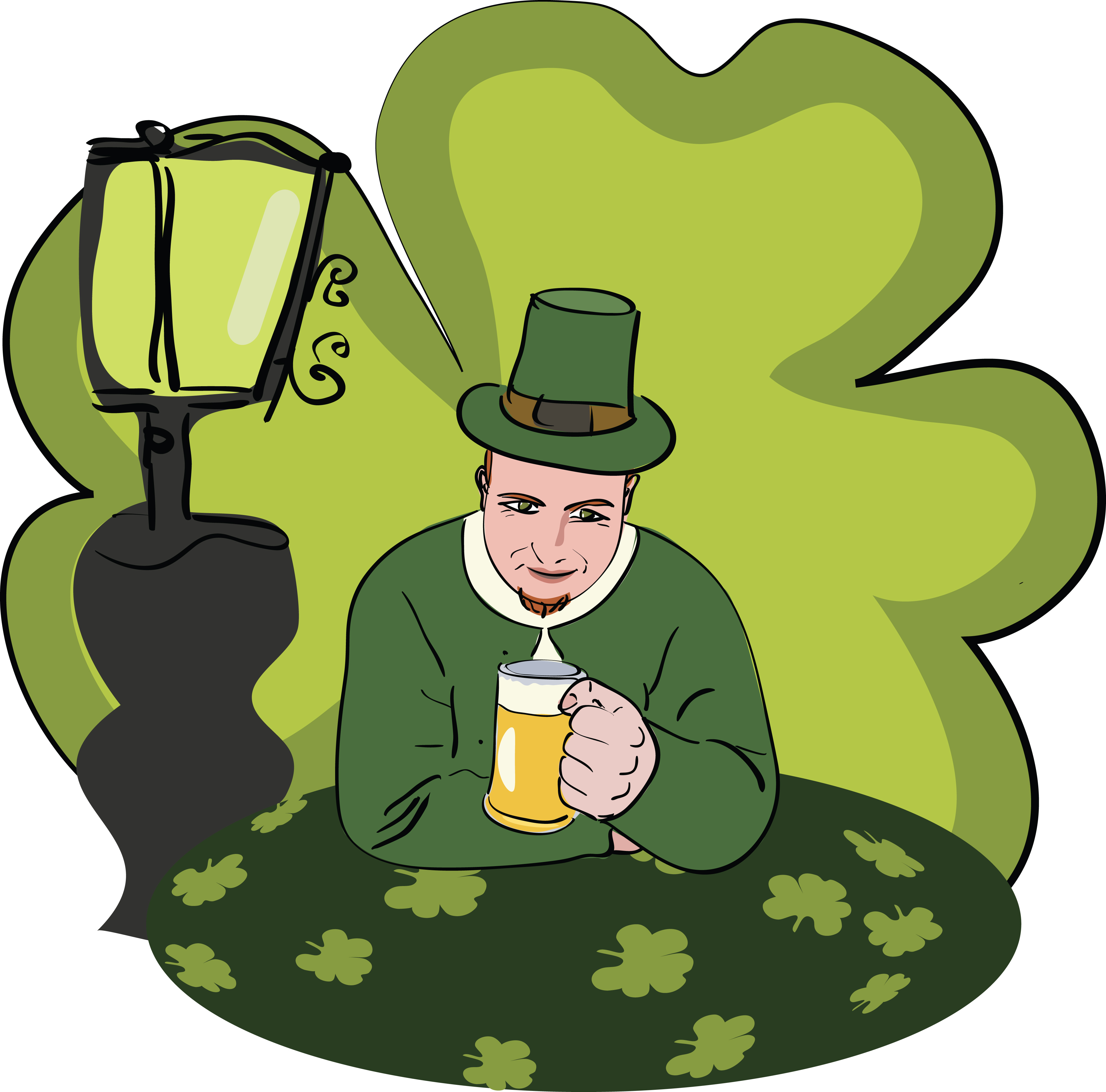 4000x3950 Clipart Of A St Patricks Day Man Drinking Beer