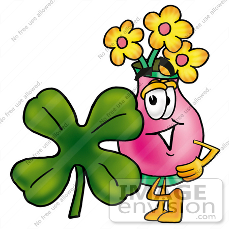 450x450 Clip Art Graphic Of A Pink Vase And Yellow Flowers Cartoon
