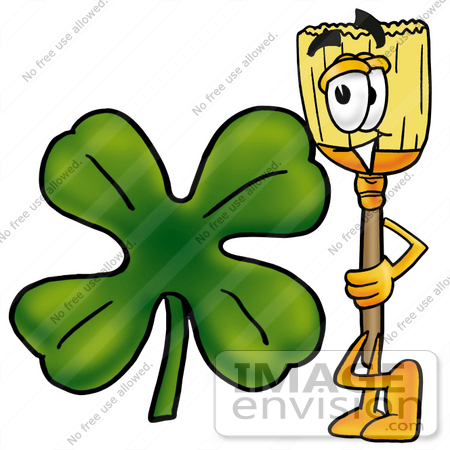 450x450 Clip Art Graphic Of A Straw Broom Cartoon Character With A Green