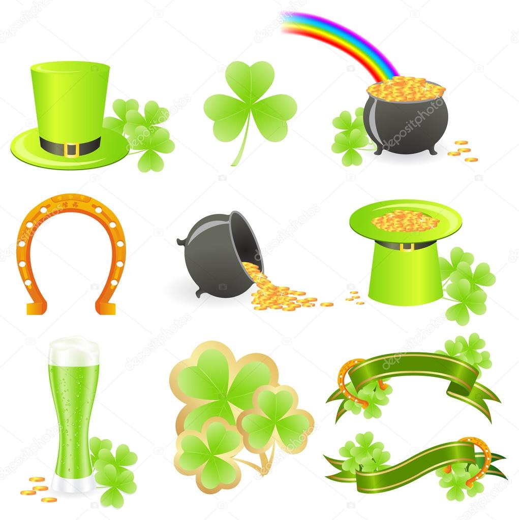 1021x1024 St. Patrick's Day Symbols Stock Vector Nataly Nete