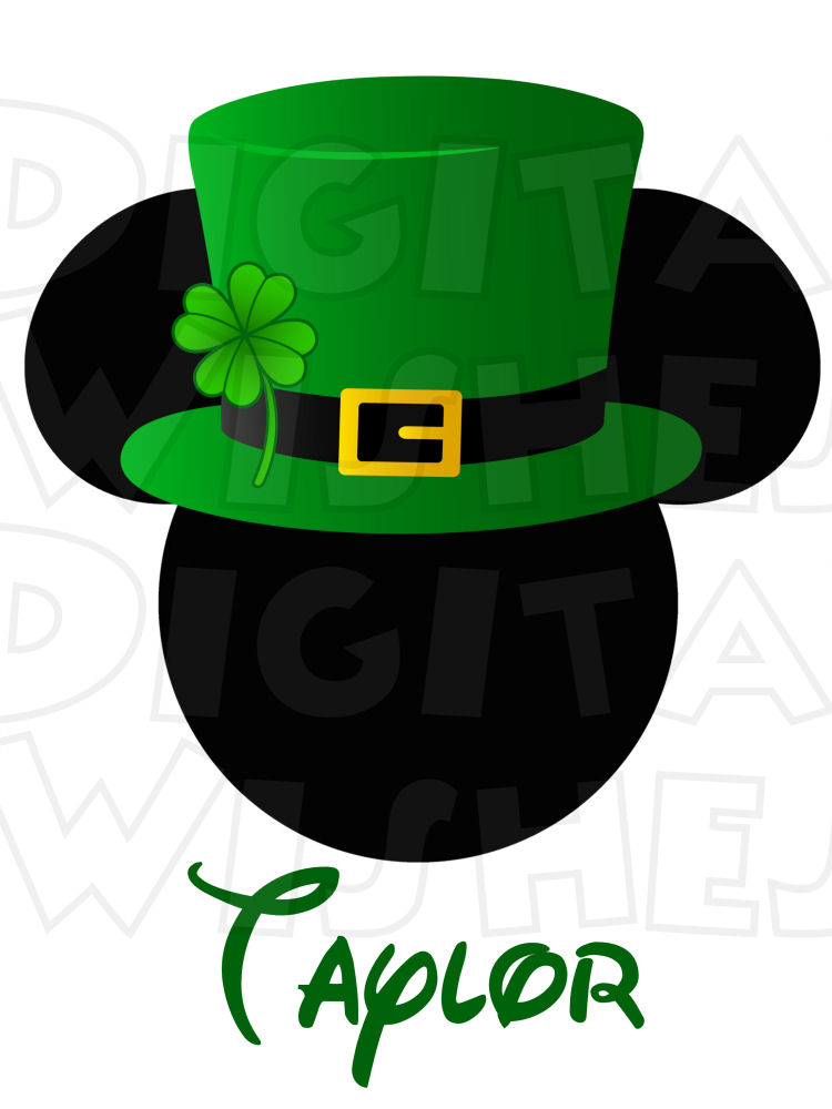 750x1000 St. Patrick's Day Irish Mickey Mouse Ears Head With Top Hat