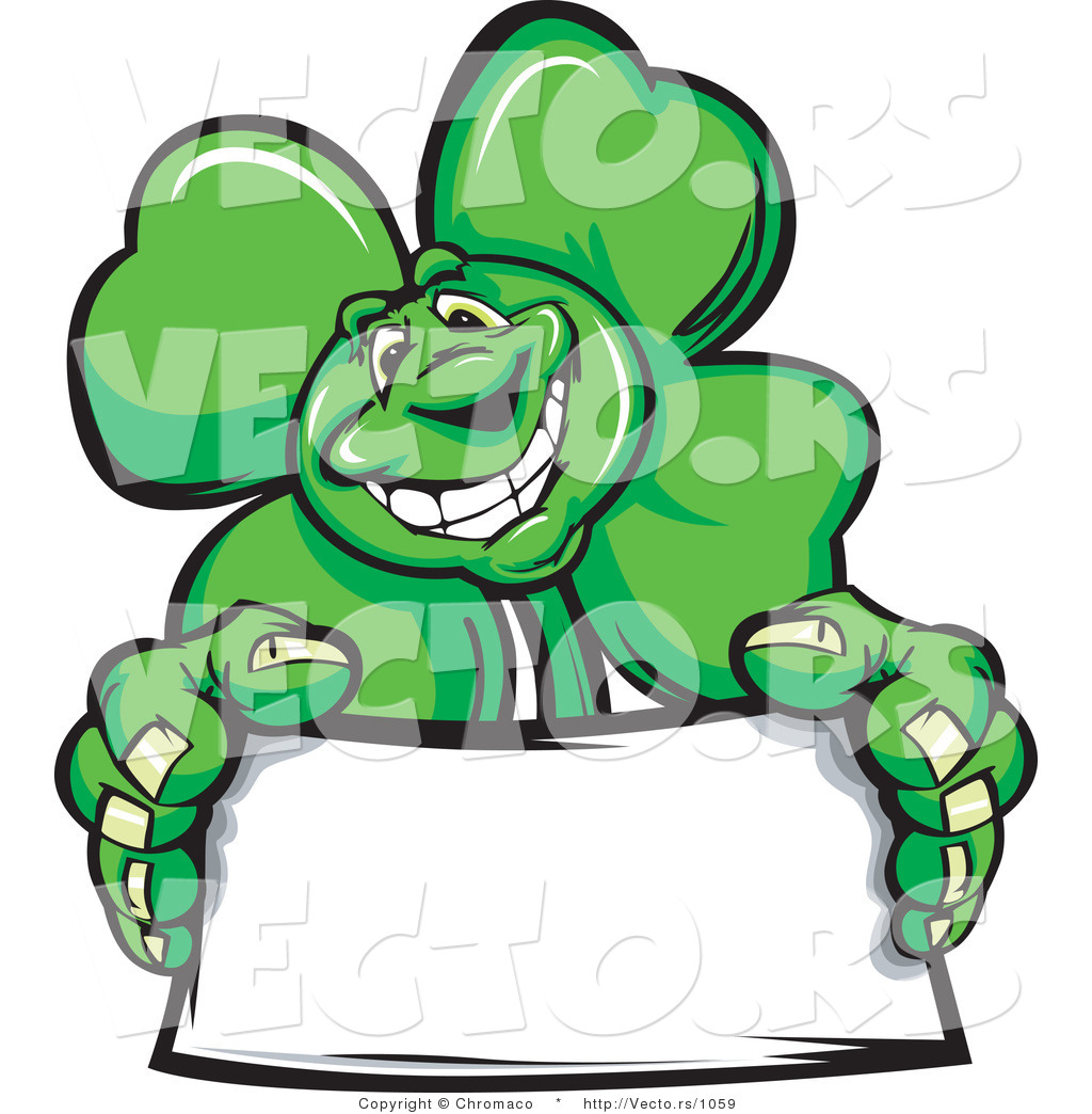 1024x1044 Cartoon Vector Of A St. Patrick's Day Shamrock Clover Mascot