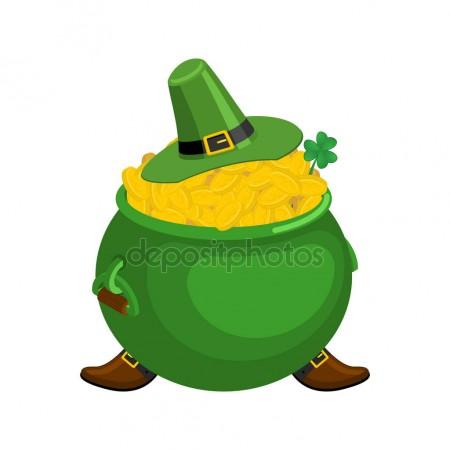 450x450 St. Patrick's Day. Leprechaun Green Hat And Pot Of Gold. Magic D