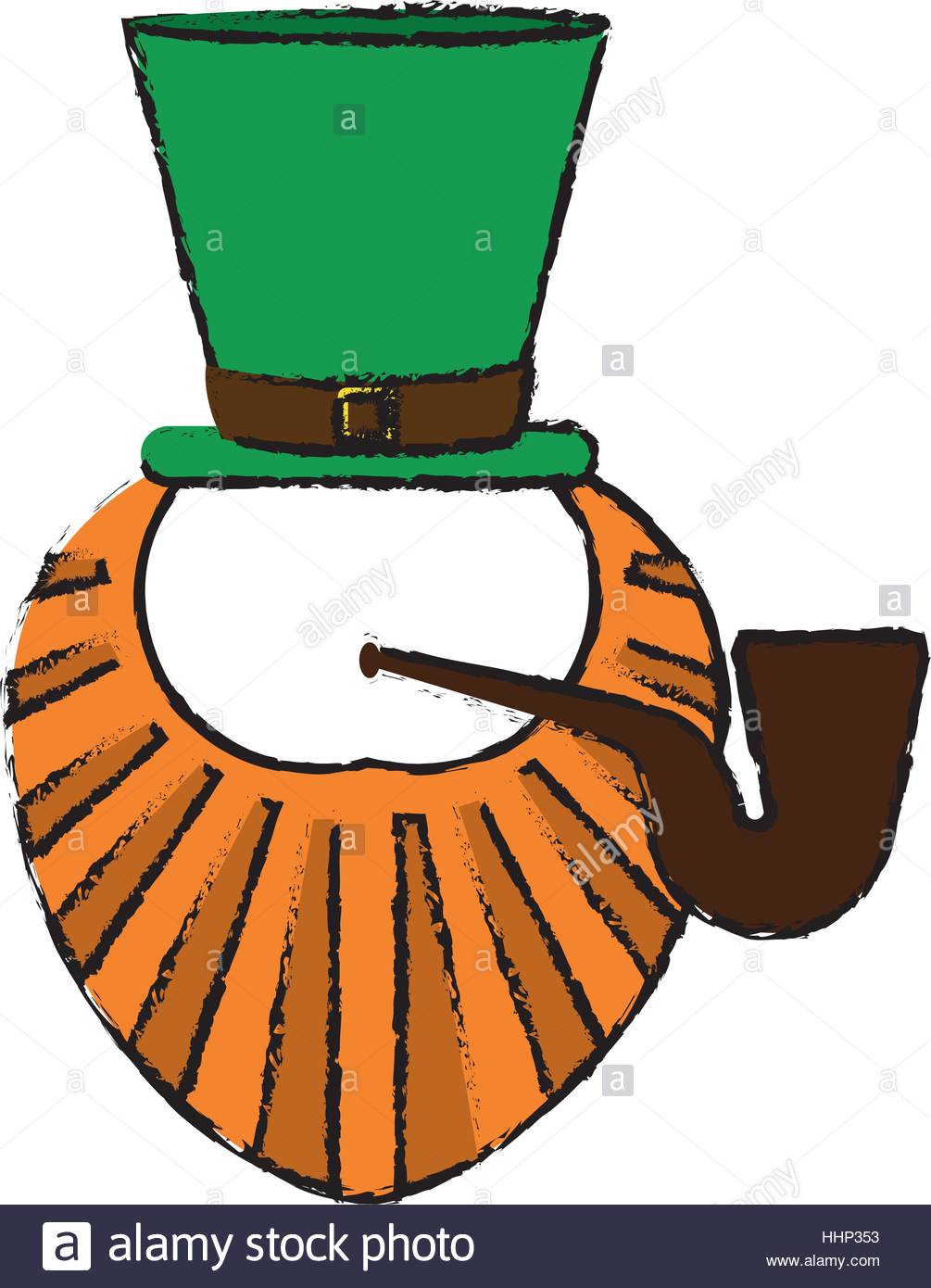 1005x1390 Cartoon St Patrick Day Leprechaun Beard Hat And Tobacco Pipe Stock